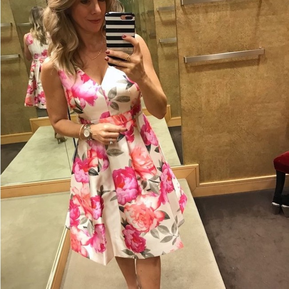Eliza J Floral Pink and White Dress